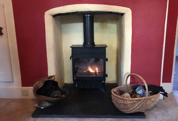 log burner installed into home