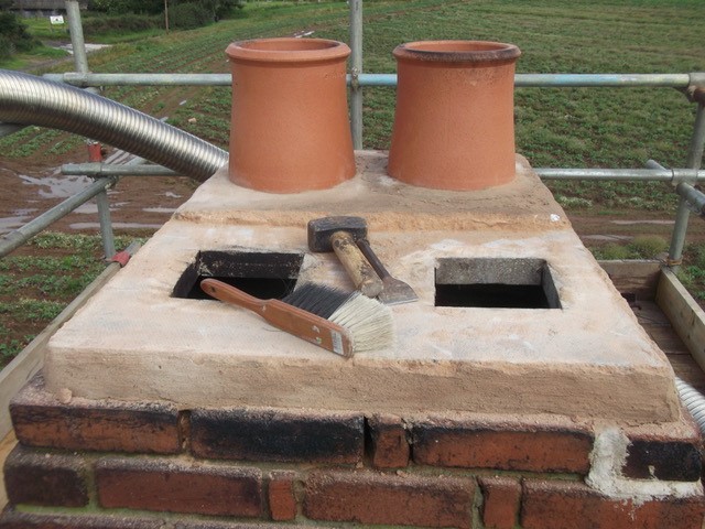 repairs to chimney stack and new chimney pots fitted